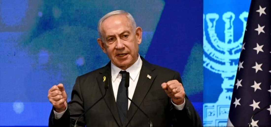 Israeli Prime Minister Benjamin Netanyahu speaks to members of a bipartisan delegation of American legislators at the Foreign Ministry in Jerusalem. (AFP)