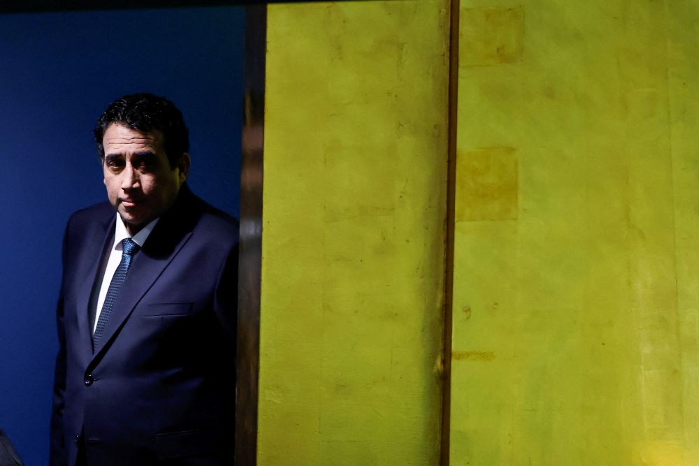 Libya’s Chairman of the Presidential Council Mohammed Al-Menfi arrives to address the 80th United Nations General Assembly at UN headquarters in New York, US, Sept. 25, 2025. (Reuters)