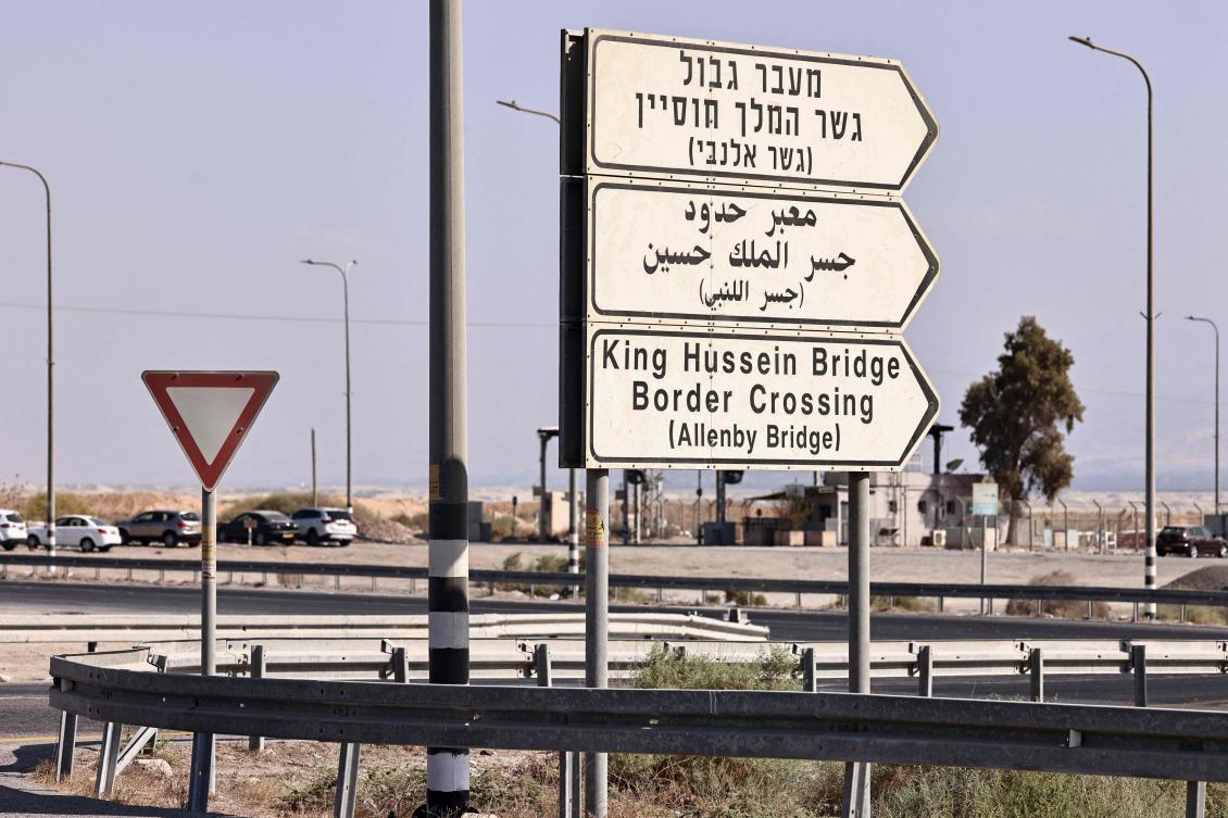 A picture taken on Sept. 24, 2025, shows an Israeli army inspection point on the road leading to the King Hussein (Allenby) bridge, the main border crossing between the Israel-occupied West Bank and Jordan. (AFP)