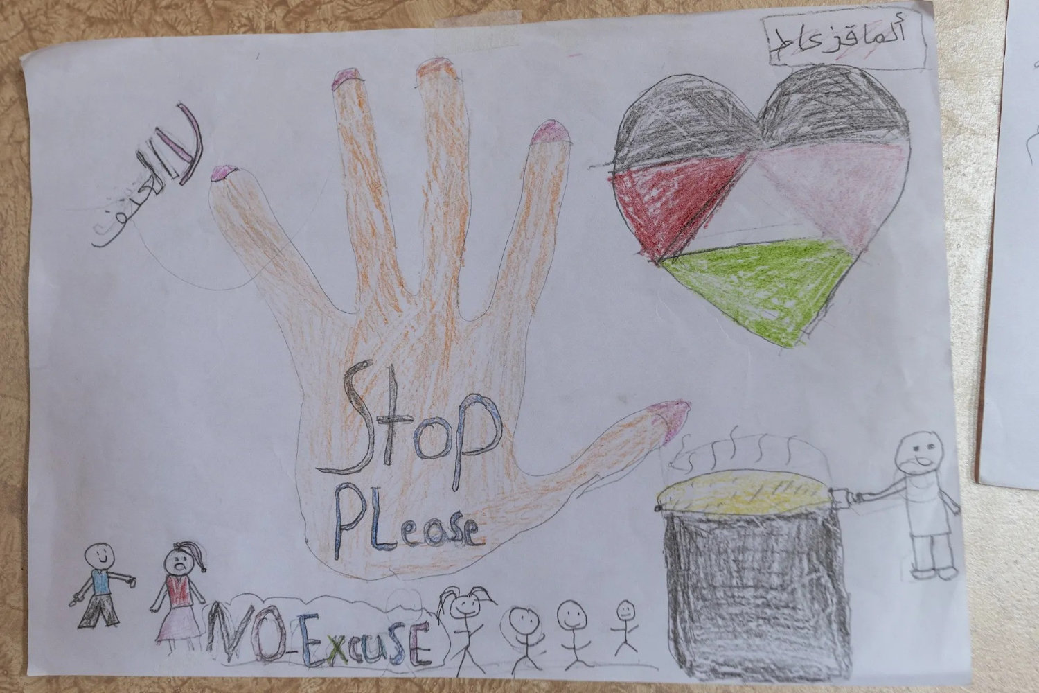 Drawings created by children in Project HOPE’s art therapy programs in Gaza. (Photo: projecthope.org)