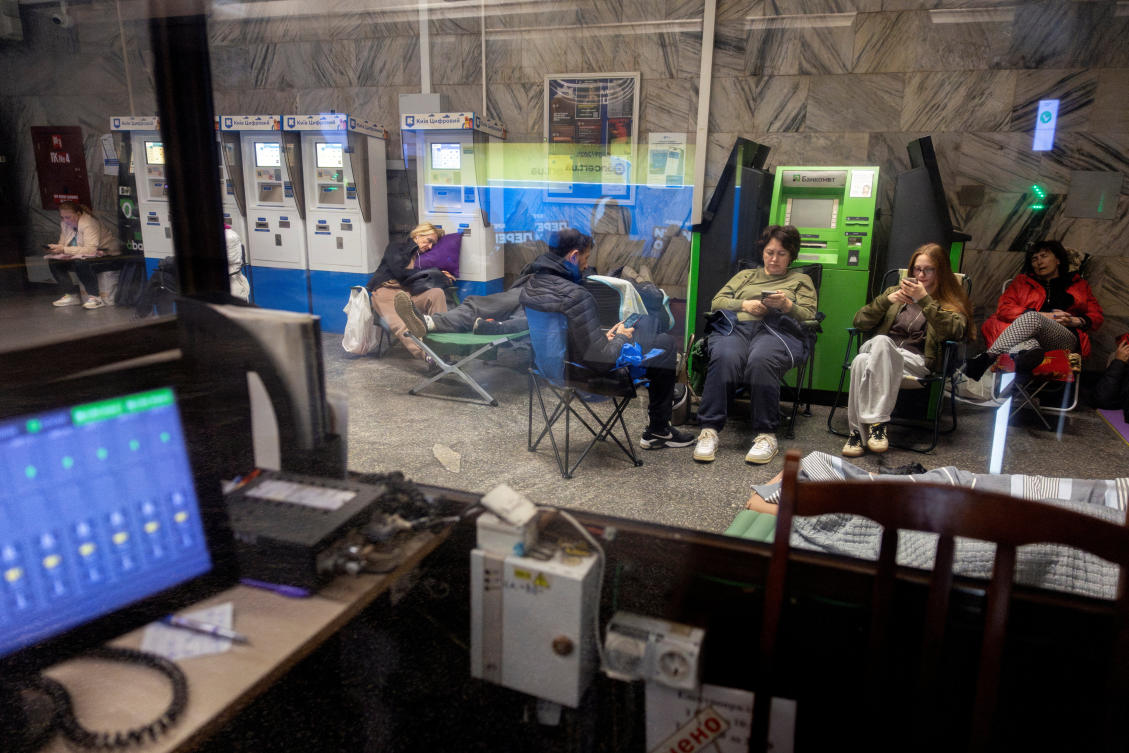 People take shelter in a metro station during a Russian drone attack on Ukraine, in Kyiv, Ukraine September 28, 2025. (Reuters)