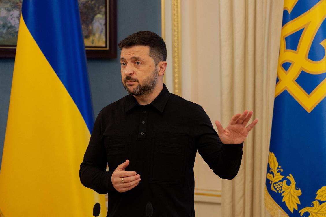 Ukrainian President Volodymyr Zelensky has offered to build a joint aerial defense shield with its allies to protect against threats from Russia. (AFP)