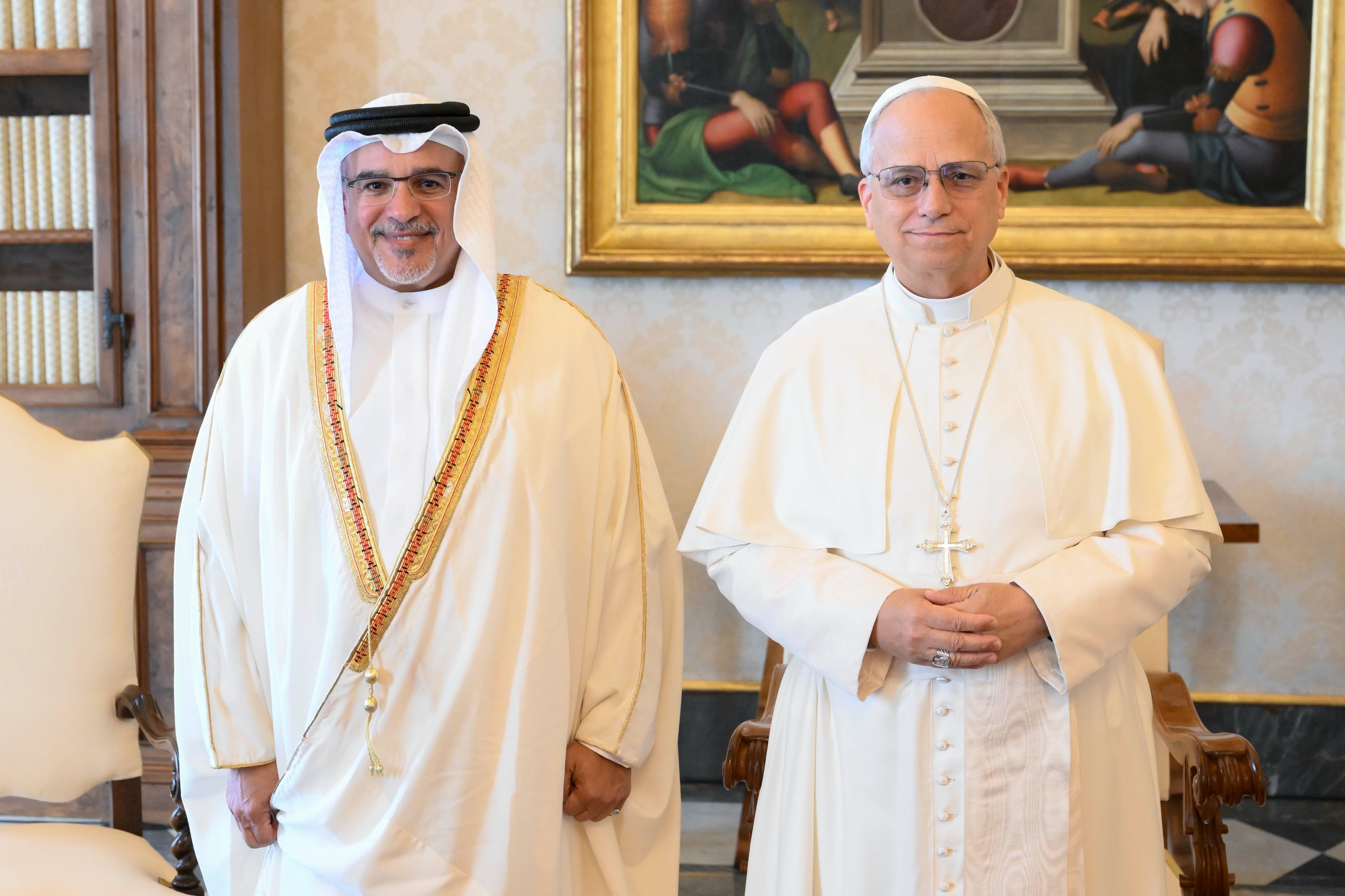 Bahraini Crown Prince Salman bin Hamad Al-Khalifa discussed cooperation across diverse fields with Pope Leo XIV during a visit to Vatican City State on Monday. (AFP)