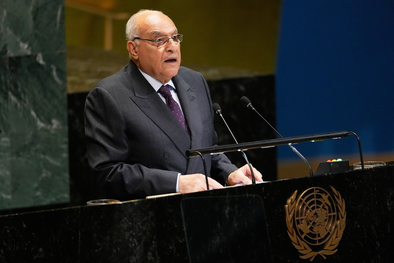 Ahmed Attaf, Minister of Foreign Affairs of Algeria, addresses the 80th session of the UNGA at United Nations headquarters, Monday, Sept. 29, 2025. (AP)