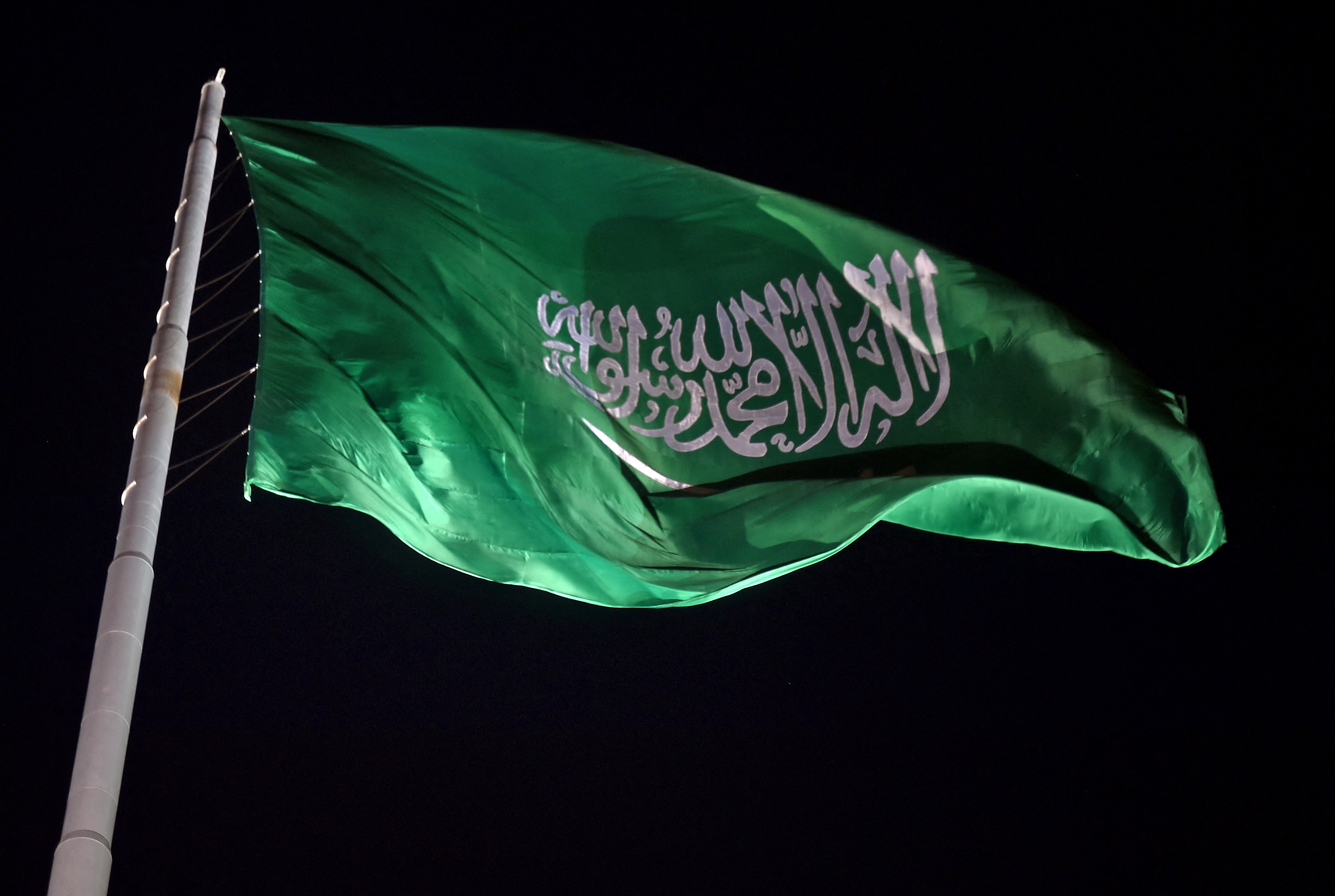 The Saudi national flag flutters near the capital Riyadh. (AFP)