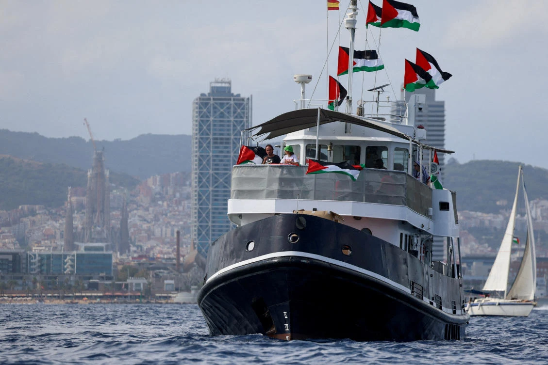 The flotilla is the largest attempt yet to break the Israeli blockade of the Palestinian territory by sea. (Reuters)