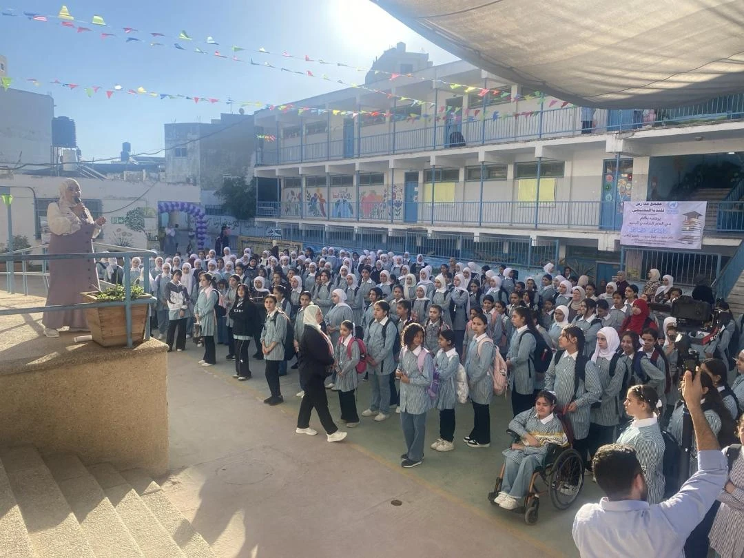 About 46,000 Palestinian refugee children returned to UNRWA schools in the occupied West Bank. (Wafa)