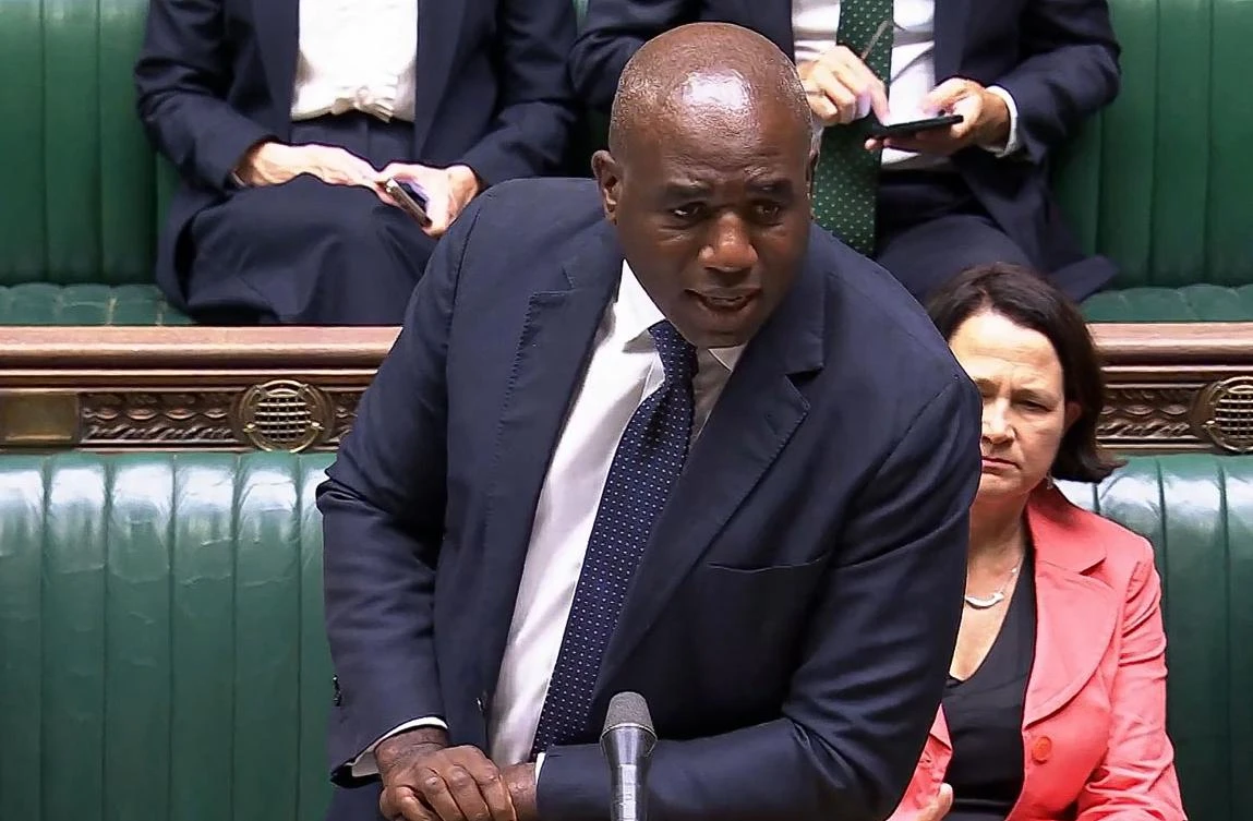 Britain’s Foreign Secretary David Lammy delivers a speech on the Middle East in the House of Commons in London on September 1, 2025. (AFP)