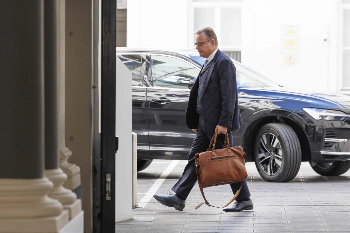 Belgium’s Prime Minister Bart De Wever arrives for a ‘Kern,’ a meeting of selected Ministers of the Federal Government, in Brussels, on September 1, 2025. (AFP)