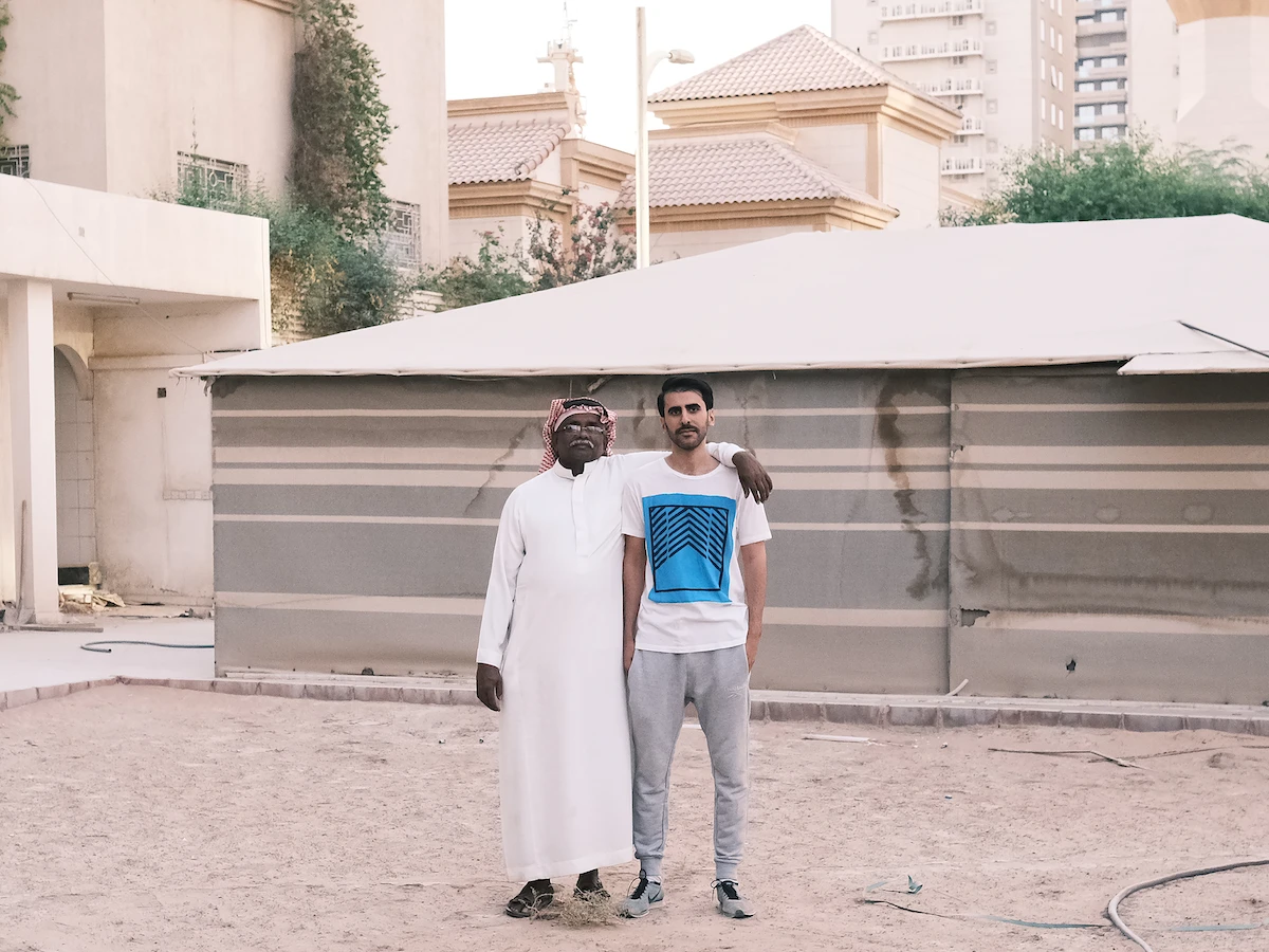 Joseph Vadakkumchery (L) and Meshal Al-Obaidallah at the site of their ongoing project 'D.I.Y. (Do It, Yousef).' (Karim Taleb)