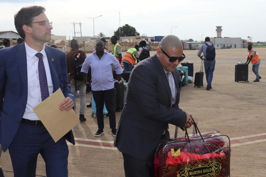 Jesus Munoz Gutierrez, a Mexican migrant deported months ago to South Sudan by the United States under an immigration crackdown, is repatriated to his home country at Juba Airport in South Sudan, Sept. 6, 2025. (AP)