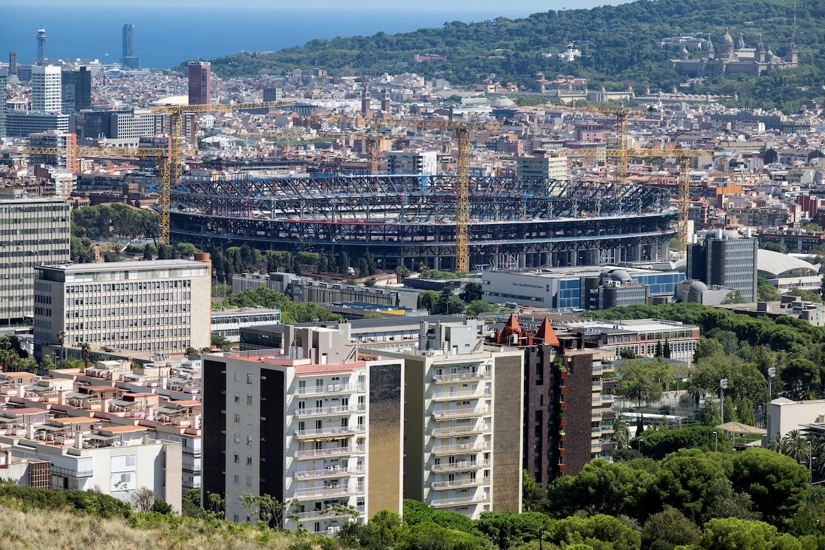 A picture taken on September 3, 2025 shows the ongoing construction of the new FC Barcelona's Camp Nou Stadium in Barcelona. (FILE/AFP)