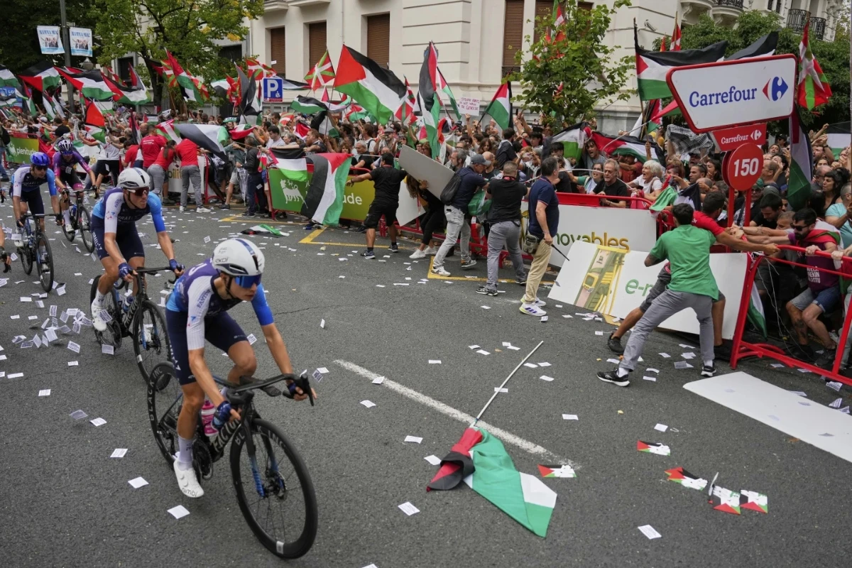 Some even disrupted the race, causing crashes. Protests have targeted an Israeli-owned team, with over 20 people detained in recent days. (AP)