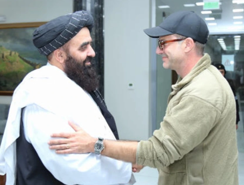 Taliban’s Foreign Minister Amir Khan Muttaqi meets with Adam Boehler, Adam Boehler, US President Donald Trump’s Special Envoy for Hostage Affairs, in Kabul, Sept. 13, 2025. (Reuters)