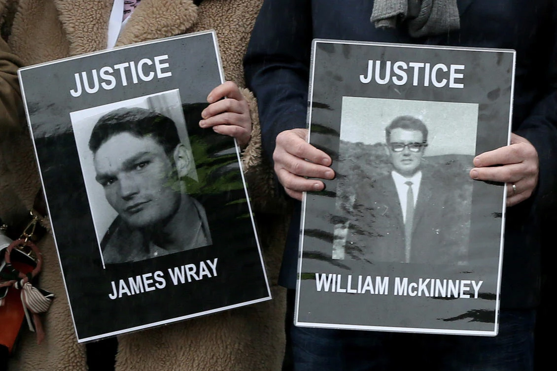 Relatives and supporters of the victims of the 1972 “Bloody Sunday” as they march from the Bogside area of Derry, Northern Ireland on March 14, 2019. British soldiers opened fire and killed 13 unarmed civil rights marchers and injured 15 others during the 1972 massacre. (AFP file photo)