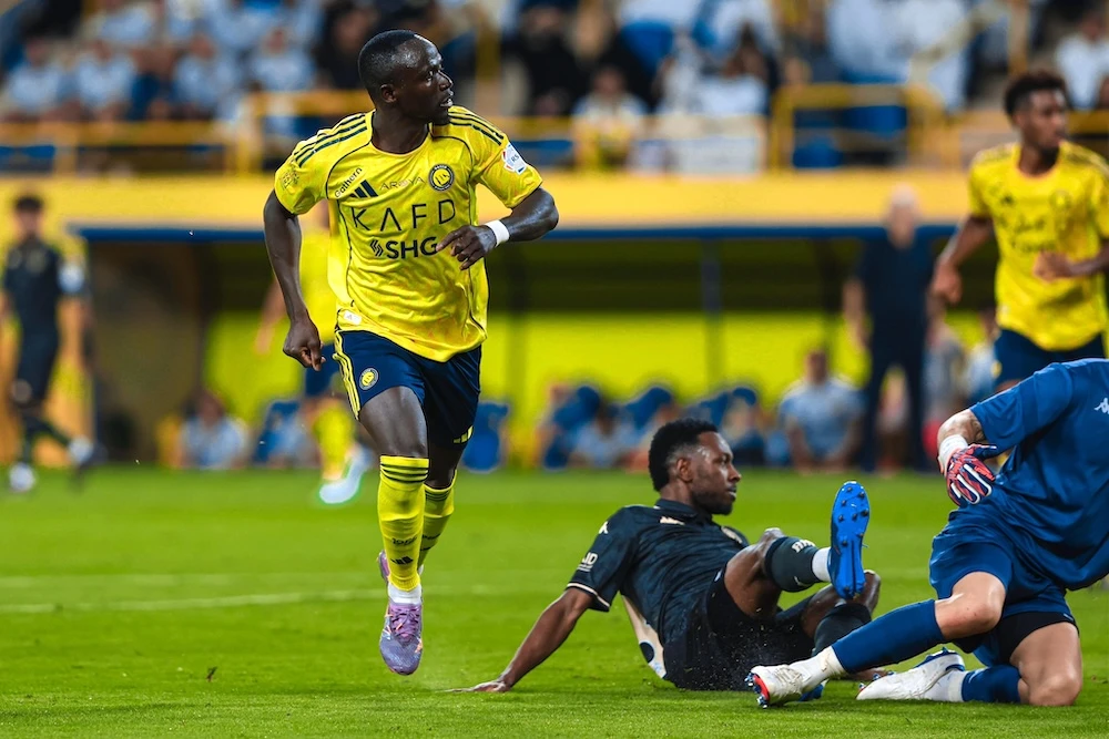 Sadio Mane scored Al-Nassr’s opening goal in the 2-0 win over Al-Kholood in Riyadh. (X: @AlNassrFC_EN)