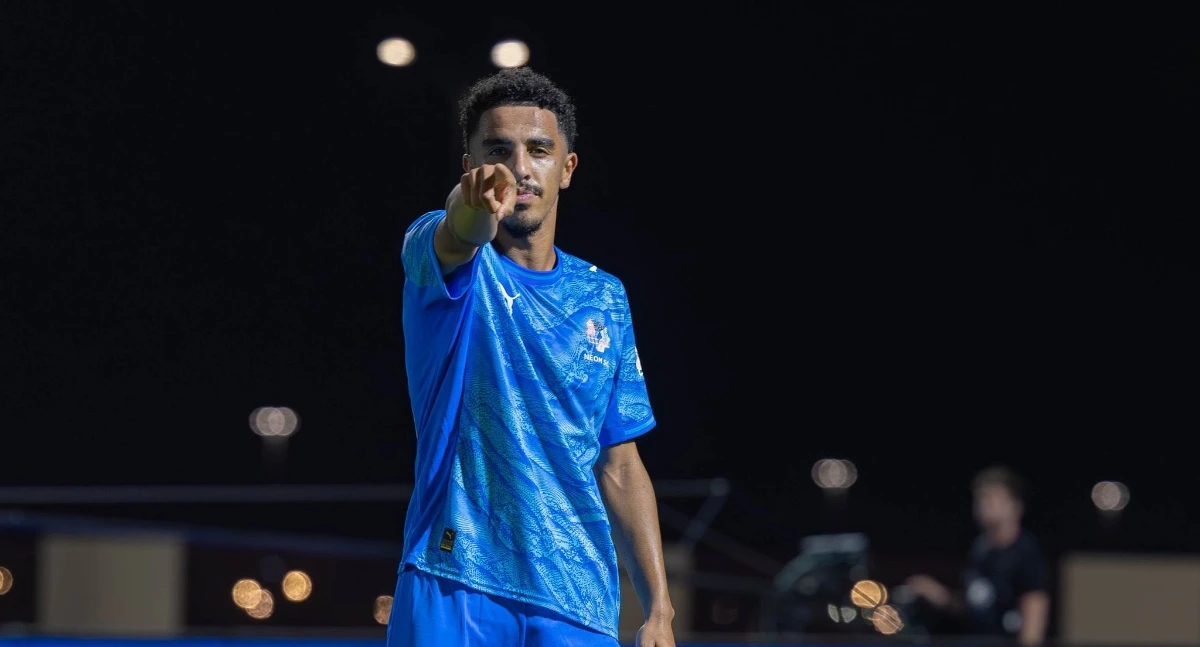 Abdulmalik Al-Oyayari proved to be Neom's match winner against Al-Kholood. (X/@NEOM_SC_EN )