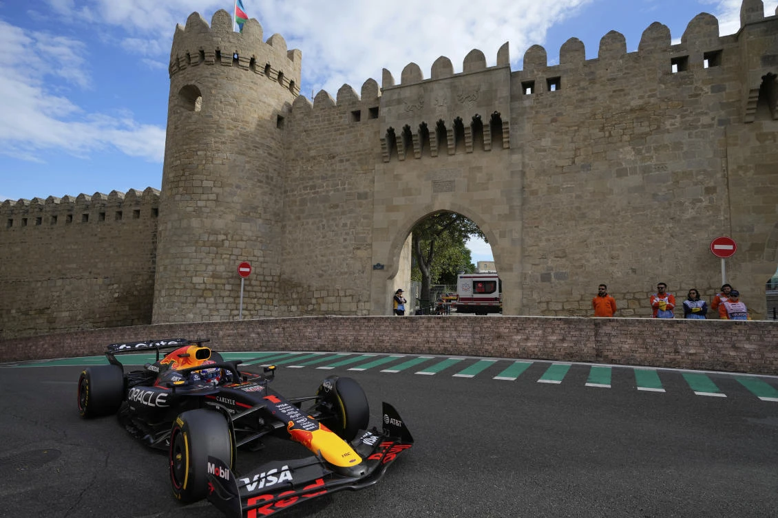Red Bull driver Max Verstappen of the Netherlands in action during the qualifying for the Azerbaijan Formula One Grand Prix in Baku, Sept. 20, 2025. (AP)