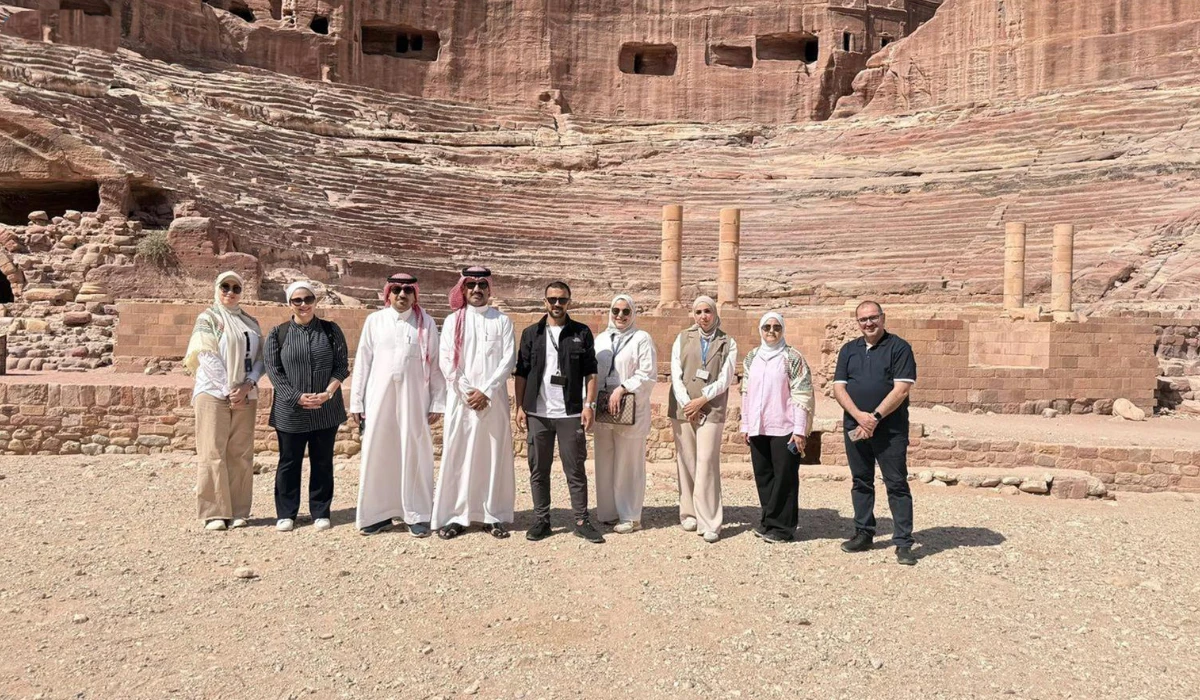 The delegation toured UNESCO World Heritage Sites, including Wadi Rum Protected Area, where they examined ancient inscriptions and reviewed investment opportunities in desert camps. (SPA)