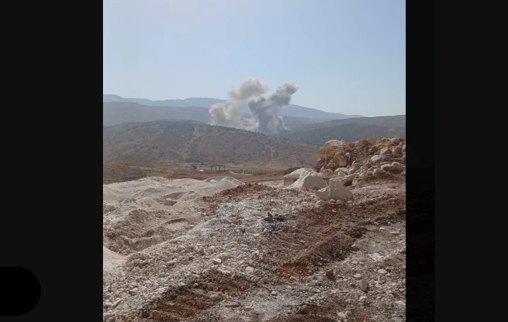 The Israeli airstrikes took place near the Lebanese village of Saraain in the Bekaa Valley region, according to the National News Agency. (X/@belarabi_web)
