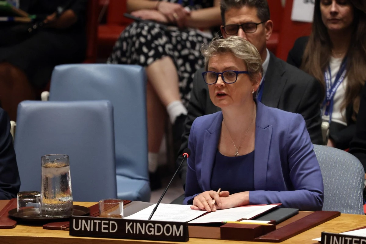 British Foreign Secretary Yvette Cooper attends a Security Council meeting on the situation in the Middle East, Sept. 23, 2025. (AFP)