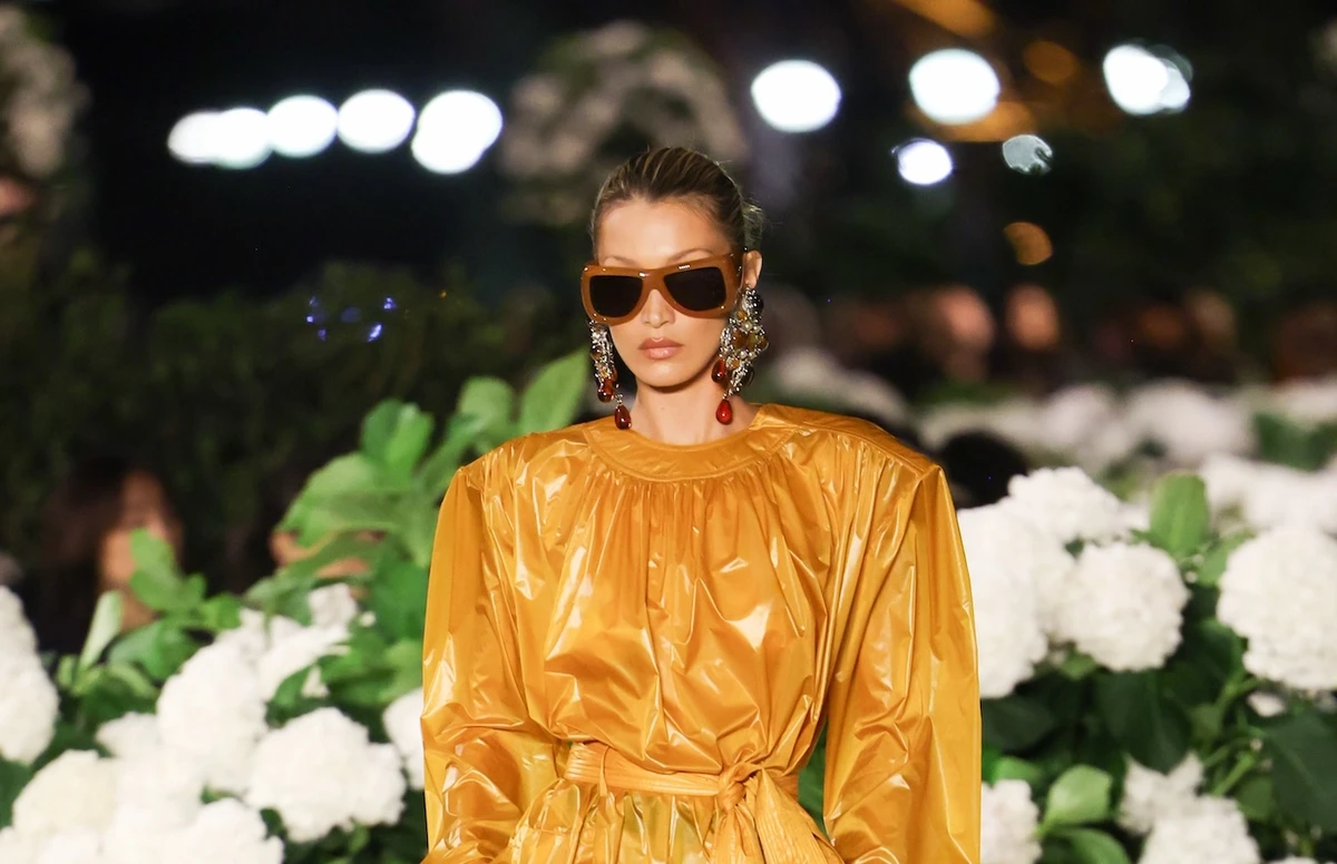 Bella Hadid and Loli Bahia walked the runway for Saint Laurent at Paris Fashion Week. (Getty Images)
