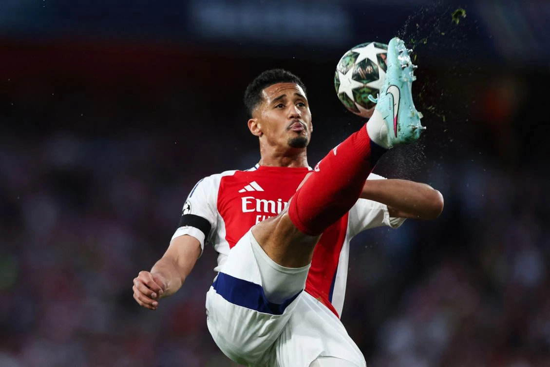 William Saliba has signed a new long-term contract with Arsenal, the Premier League club announced on Tuesday. (AFP)