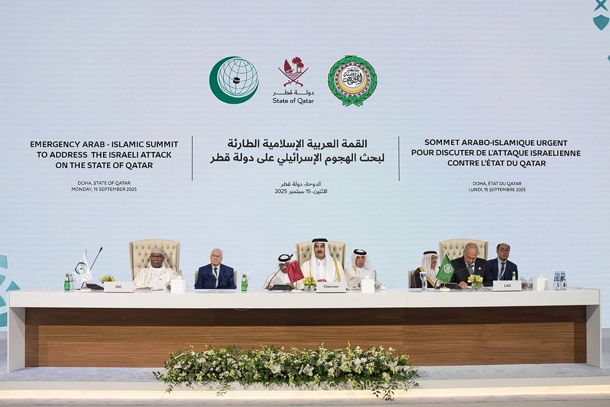 Representatives of the 57 Arab and Muslim states gathered at the summit to express their unconditional support for Qatar (AFP)