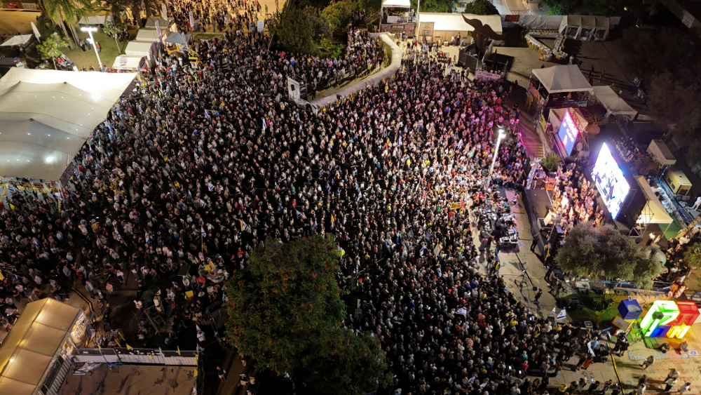 Israeli protesters taking part in a rally as they demand the return of all remaining hostages. (Reuters)