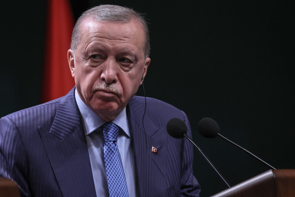 Above, Turkiye’s President Recep Tayyip Erdogan. (AFP)
