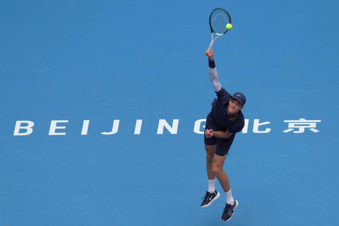 Jannik Sinner’s win in Beijing marked his third title this season, after his victories at the Australian Open and Wimbledon. (AP)