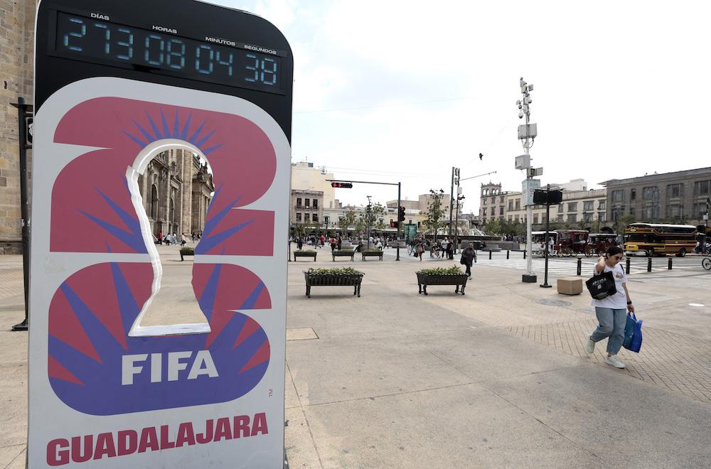 Above, a countdown clock in Guadalajara, Mexico, one of the three countries hosting the FIFA World Cup 2026. A(FP)