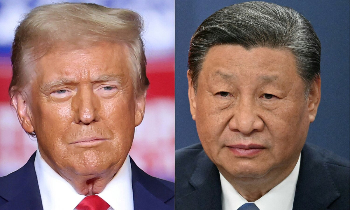 US President Donald Trump in Pittsburgh, and Chinese President Xi Jinping at a press conference in Belgrade. (AFP/File)