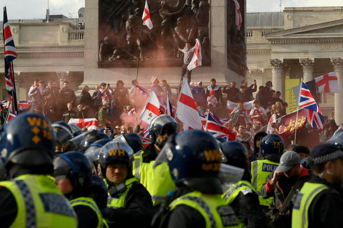 Protesters attend an anti-immigration rally organised by British anti-immigration activist Stephen Yaxley-Lennon, also known as Tommy Robinson, in London. (Reuters/File Photo)