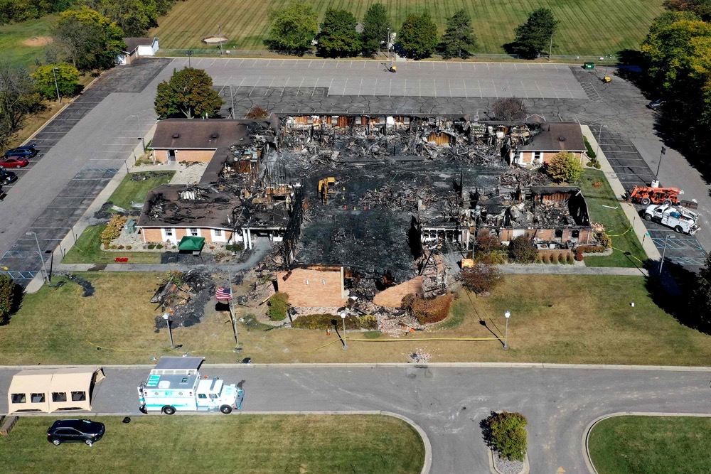 Thomas “Jake” Sanford shot at the congregation and set the building on fire, killing four people, injuring eight. (Getty Images/AFP)