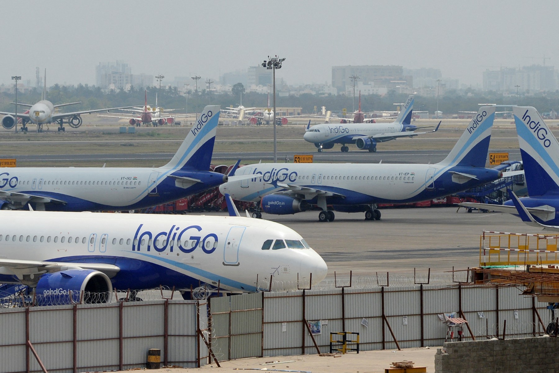 An Indigo aircraft approaches to take off from Anna International Airport in Chennai on May 24, 2020. (AFP/File)