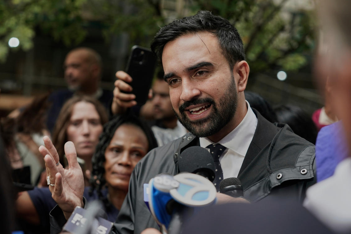New York mayoral candidate Zohran Mamdani speaks at a rally with Hotel & Gaming Trades Council workers, in New York, Aug. 20, 2025. (AP Photo/Richard Drew, file)