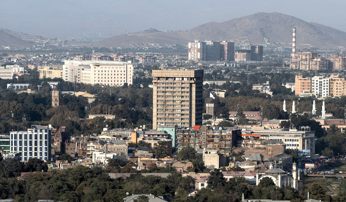 This photograph taken on September 29, 2025 shows a general view of the Ministry of Communications and Information Technology office building (C) in Afghanistan's capital, Kabul. (AFP)