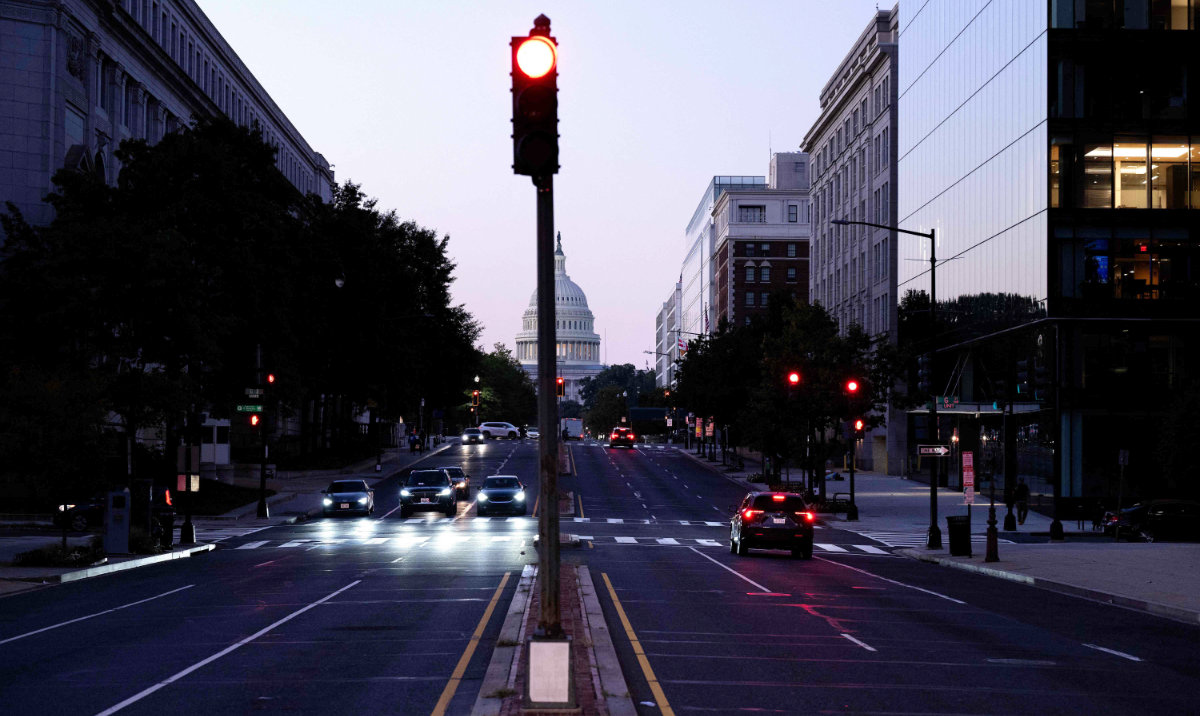 A view of North Capitol Street and the US Capitol's rotunda as the US government continues its shutdown on October 6, 2025, in Washington, DC. (AFP)