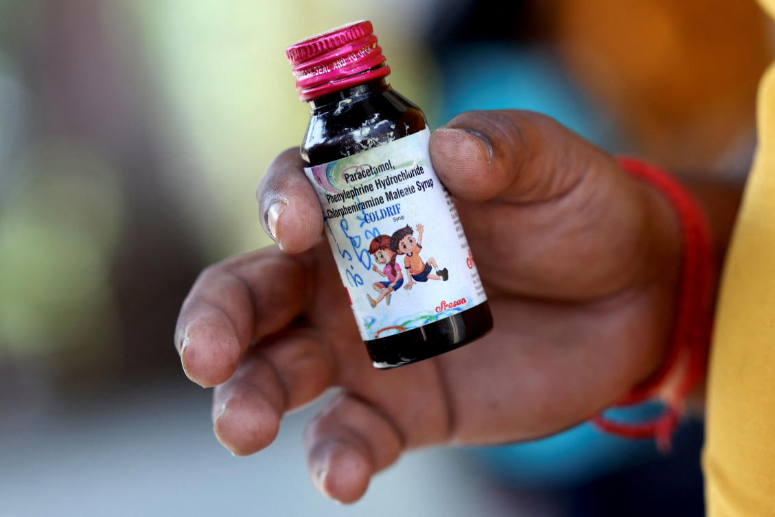 Samples of Coldrif Cough Syrup were tested by Indian state authorities and found to contain diethylene glycol exceeding permissible limits. (Reuters)