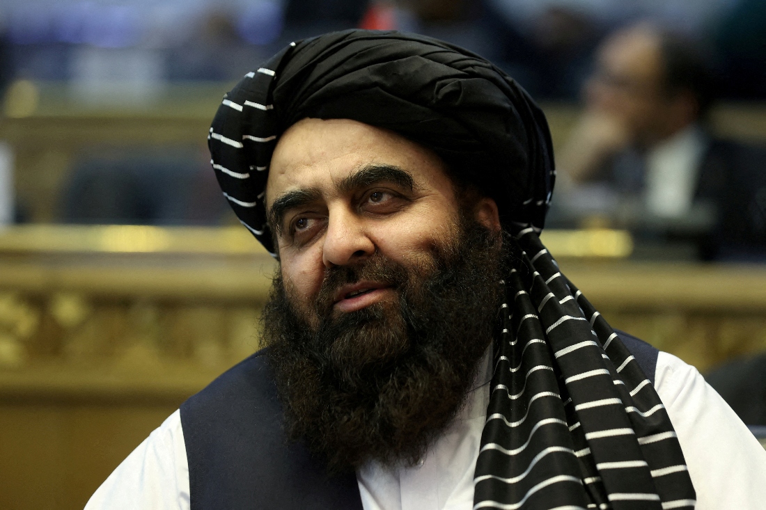 Afghanistan's Taliban Foreign Minister Amir Khan Muttaqi attends the Tehran International Conference on Palestine in Tehran, Iran. (WANA via Reuters)