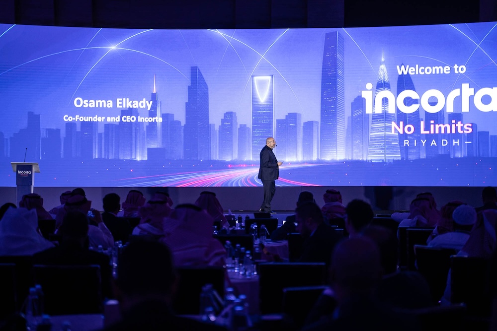 Osama ElKady, Co-Founder and CEO of Incorta, speaks during the No Limits 2025 event in Riyadh. (Supplied)
