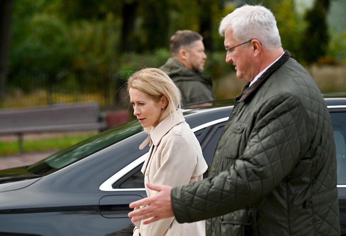 Ukraine's Minister of Foreign Affairs Andrii Sybiha welcomes High Representative of the European Union for Foreign Affairs and Security Policy Kaja Kallas before talks in Kyiv, Ukraine. (AFP)