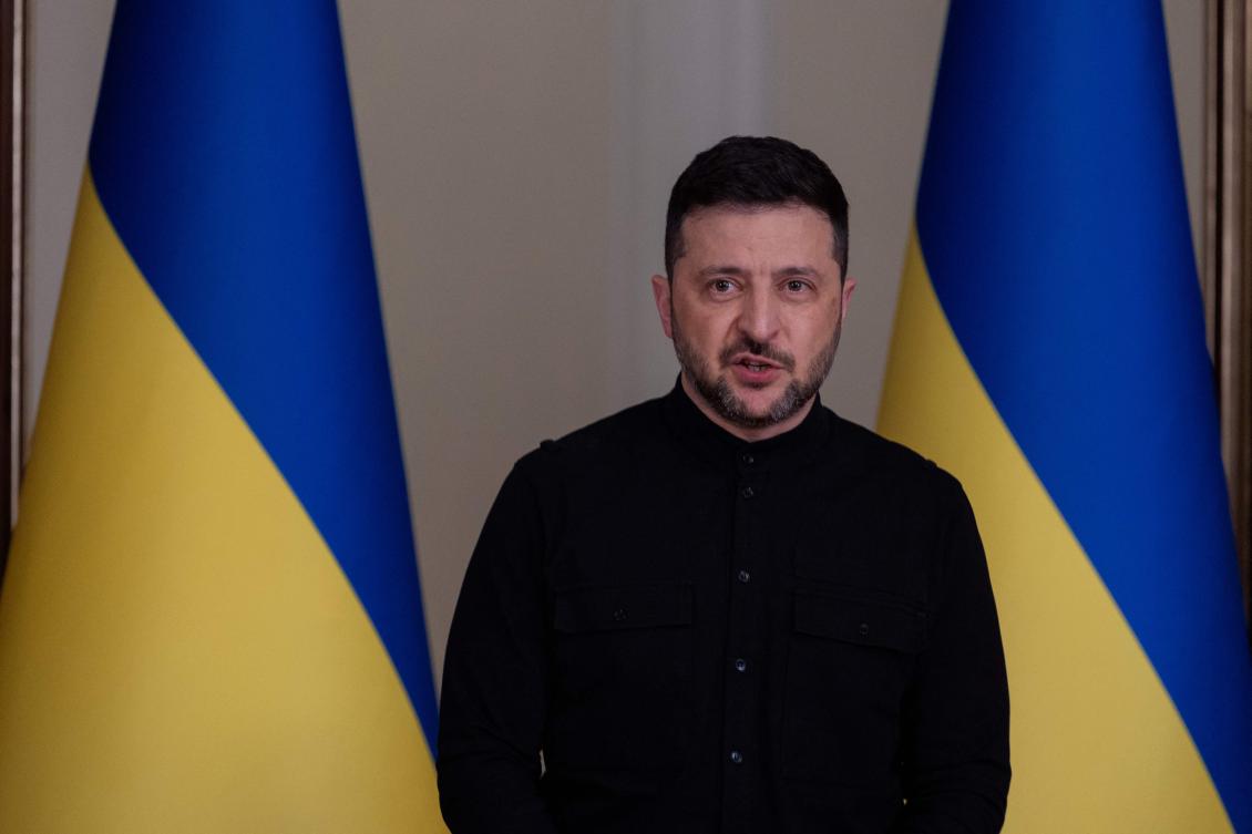 Ukraine’s President Volodymyr Zelensky speaks during a press conference in Kyiv on October 10, 2025, amid the Russian invasion of Ukraine. (AFP)