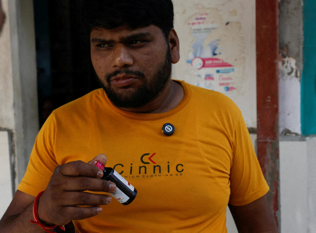 Above, a father of a patient who died after taking Coldrif cough syrup, which has been linked to the deaths of multiple children, in Nagpur, India on Oct. 8, 2025. (Reuters)