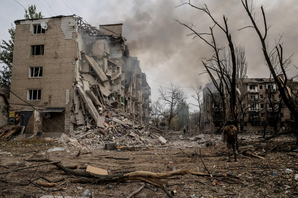 Russia accuses Ukraine of stalling negotiations while Kyiv accuses Moscow of not being serious about a deal. Above, destruction in the frontline town of Kostiantynivka in Donetsk, Ukraine. (Ukrainian Armed Forces via Reuters)