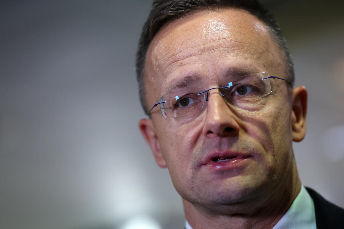 Hungary’s Foreign Minister Peter Szijjarto was speaking with journalists at the Russian Energy Week international forum in Moscow on Oct. 15, 2025. (REUTERS)
