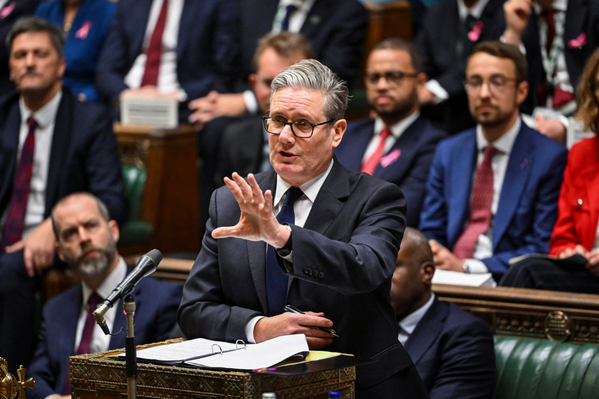Britain's Prime Minister Keir Starmer speaks during the Prime Minister's Questions at the House of Commons in London on October 15, 2025. (House of Commons/Handout via REUTERS)