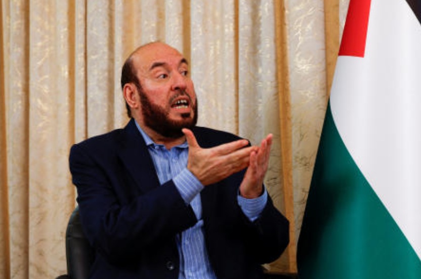 Hamas senior official Mohammed Nazzal speaks during an interview with Reuters, in Doha