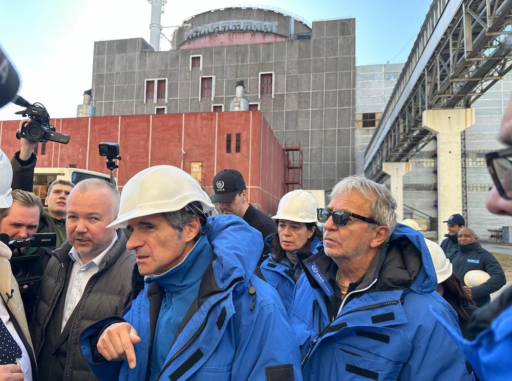 International Atomic Energy Agency chief Rafael Grossi, center left, visits the Zaporizhzhia nuclear power plant in southern Ukraine on Feb. 7, 2024 (IAEA/AFP)